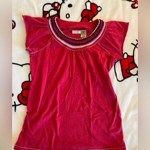 Y2K girls Arizona Jean Company magenta and crochet shirt